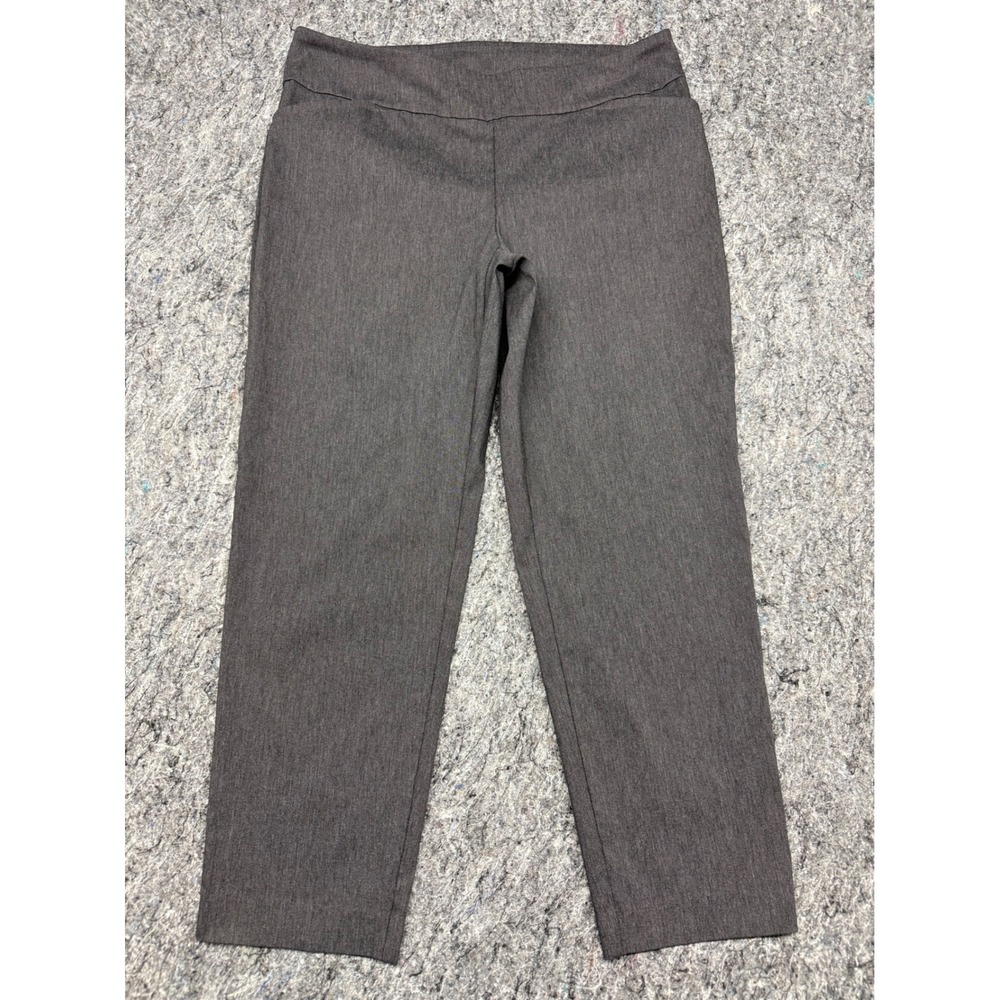 Terra & Sky Womens 0X 14W Petite Gray Heather Pull On Straight Leg Dress Pants